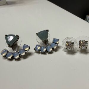 Stella & Dot Silver and Blue Moonstone Interchangeable Earrings Set